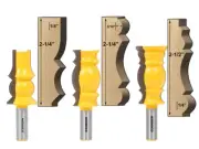 3 Bit Crown Molding Router Bit Set - 1/2" Shank - Yonico 16320