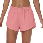 [Aurefin] Womens Running Shorts with Zip Pocket,Quick Dry Elastic Athletic Track Short for Women Lightweight Gym Workout Shorts