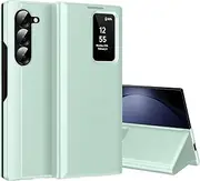 For Samsung Z Fold 5 Smart View Case, Wallet Smartphone Case, for Samsung Galaxy Z Fold 5 Mobile Phone Case Clear View, Mirror Flip, Card Slot Cover, Viewing Window, Galaxy Z Fold 5 5G Case Smart View