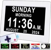 【2024 New】Digital Clock with Day Date for Elderly 19 Alarms Custom 7"white