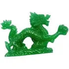 Chinese Feng Shui Dragon Lucky Jade Color Figurine Statue Luck