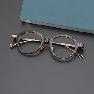 日本手工板材眼鏡港風可配鏡潮流男新款純鈦眼鏡框復古圓形眼鏡架