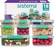 [Sistema] KLIP IT Storage Containers, Airtight and Stackable Food Storage Containers with Lids, Lunch Boxes and Snack Boxes, BPA-Free, 18 Pieces (9 Cans and Lids)