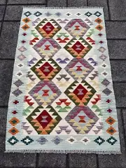 Hand Woven Afghan Wool Kilim, Size: 125 X 80 cm, Flat Woven Handmade Floor Rug