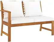 Garden Bench 114.5 cm with Cream Cushion Solid Acacia Wood,Outdoor Sectional Sofa Units 14KG-311836