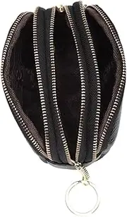 [Holibanna] Cowhide Wallet for Women 3 Compartment Zippered Coin Purse Key Ring Large Capacity Change Pouch