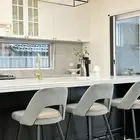 Set of 2 - Delta Barstool in Grey Velvet and Powder-coated Legs with Gold Tip