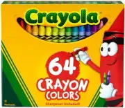 Crayola Crayon Box with Sharpener 64 Colours Gift Colouring Drawing Non Toxic AU