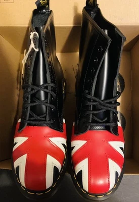 Dr. Martens Union Jack Flag Leather Boots Black ( BRAND NEW ) Size:US 9 MEN RARE