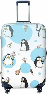 [CADREWY] Penguin Balloon Snowflake Print Travel Suitcase Cover Luggage Protector with Elastic Anti Scratch for Carry On, Black, Small