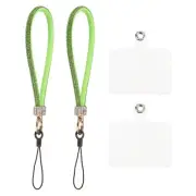 2 Pcs Phone Lanyard, Detachable Wrist Strap Glitters with Phone Patches, Green
