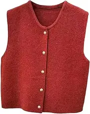 [Oshhni] Women Knit Cardigan Vest Waistcoat for Commuting Household Birthday Gift Outdoor