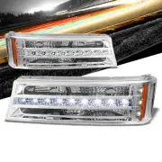 LED Running Strip Turn Signal Bumper Light Chrome/Clear For 03-07 Silverado