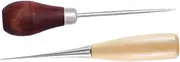DOITOOL 2pcs Leather Awl Tool Wooden Handle Scratch Awl Tool for Craft Weaving Bookbinding for Leather Punching Stitching Sewing Awl Kit