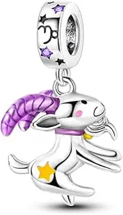 [LIGHTDOG] Women's 925 Silver Charms for Bracelets 12 Zodiac Sign Pendants Suitable for European Bracelets & Pandora Bracelets Necklaces Compatible Birthday Gold-Plated Charms