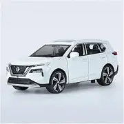 Scale Finished Model Car 1:32 Nissan X-Trail SUV Metal Die-Casting Simulation Pull Back Car Model Collectible Decoration Die-cast Vehicle(White)