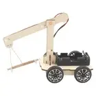 DIY Hand Crank Crane Kit Creativity DIY Craft Wood Learning Toy for Children
