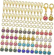 [Generic] 48 Pcs DIY Accessories Colored Diamond Birthstone Alloy Pendant 48-piece Set Jewelry Making Kit Necklace Charms Jewelry Making Pendants Necklace Chains Double Clasps Jewelry Decors