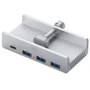 Cruxtec 4-Port Aluminum Clamp USB 3.0 HUB with USB-C Power Supply Port (TC3-1C3A-SV )