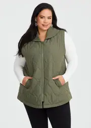 [Taking Shape] Taking Shape Puffer Vest Size 12 in Olive - Plus Size Women's Clothing Olive