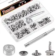 Tanstic 122Pcs(40 Sets) Stainless Steel Marine Canvas Snap Kit, Marine Grade Canvas and Upholstery Boat Cover Snap Button Fastener Kit with 2Pcs Setting Tool for Boat Cover Furniture