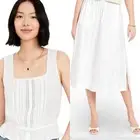 NWTS GAP OLD NAVY XL WHITE LACE & COTTON PEPLUM TOP AND MIDI SKIRT BUNDLE