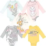 [Disney] Baby Girls 5 Pack Bodysuits 101 Dalmatians Dumbo Bambi Aristocats 3-6 Months
