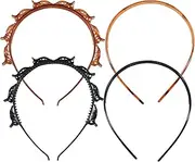 [XWYDZ] 4 Pcs Butterfly Clip Headband, Headband with Clips, Clips Headbands - Multi-layer Teeth Comb Hair Hoop, Double Bangs Hairstyle Hairpin for Women & Girls (Black, Brown)