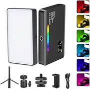 LED Power Rechargeable Video Light, Clip Fill Video Conference Light, 140rgb 2500‑9000K 360° Full Color CRI95 140Led Stepless Dimming 3000mAh Multiple Modes