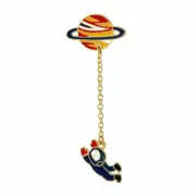 Tie Tac Lapel Pin Brooches Planet Gold Plated Spaceman Enamel 2 4/8"x1" 1pcs