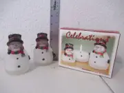 Celebrations set of 2 snowmen Snowman candles Votives