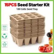 15pcs Pulp Seedling Cups 12 Compartments Nursery Incubators Plant Grow Trays