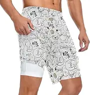 [ZZXXB] Puppy Dogs Bone Athletic Shorts for Men with Pockets 2 in 1 Quick Dry Running Shorts S-3XL