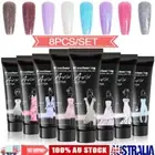 8 Color Tube Glitter UV Poly Gel Nail Quick Building Kit Extension Builder Set