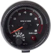3.75'' Car Universal Carbon Fibre Tachometer Gauge White Inter Shift Light 0-8000 RPM