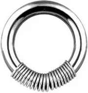 [BodyJewelryOnline] Surgical Stainless Steel Ring with Steel Spring - 10G - 12Mm