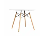 Dining Table Round 4 Seater Replica Tables Cafe Timber White 90cm