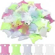 Plastic Floss Thread Bobbins, 100 PCS Colorful Embroidery Thread Cards for Cross Cotton Thread Craft, DIY Sewing Storage (3.5 x 3.9cm/1.37 x 1.53in)