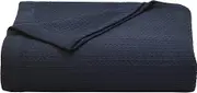 Nautica 216081 Baird Navy Cotton Blanket, Full/Queen,Navy