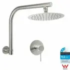 KYLINS Brushed Nickel 8" Round Shower Head Swivel Gooseneck Wall Arm Mixer Tap