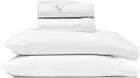 Signature Hemmed Sheet Set - Queen, White - Luxury 100% Organic Cotton - 1 Flat