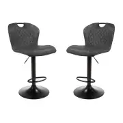 Raimon Furniture Set of 2 Alpha Fabric Kitcen Counter Bar Stool Gas Lift - Black