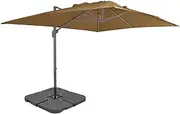 vidaXL Outdoor Umbrella with Portable Base Garden Lawn Patio Backyard Beach Hanging Parasol Cantilever Umbrella Portable Sunshade Taupe