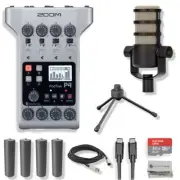 Zoom PodTrak P4 Podcast Recorder with Rode Podmic and podcast accessories