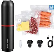 AIRMSEN Small Vacuum Sealer Sous Vide Vacuum Sealer, Suction Power of 40 kPa Mini Vacuum Sealer with 10 Vacuum Bags & 2 Cork, Hand Vacuum Sealer for Dry/Wet Food