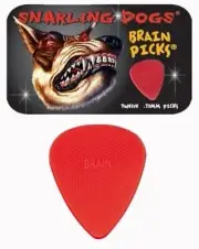 Snarling Dogs Brain Guitar Picks Red .73 mm 12 picks with Tin Box