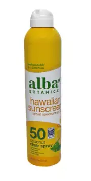 Alba Botanica Hawaiian Sunscreen SPF 50 Coconut Clear Spray 8 Ounce