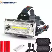 High Light COB Headlamp Usb Rechargeable Torch Lantern Head Front Light Camping