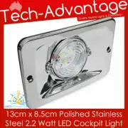 12V STAINLESS STEEL FLUSH MOUNTED RECTANGULAR COCKPIT TRANSOM BOAT LED LIGHT