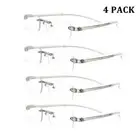 4 PACK Ultralight TR90 Reading Glasses Rimless Eyeglasses Reader +1.00 to 4.00